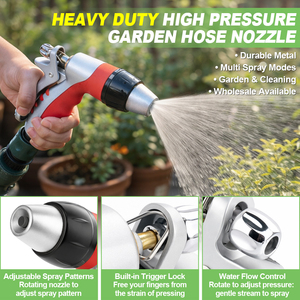Boquilla de Manguera de Jardín de Aleación de Zinc Personalizada SUNSHINE con Empuñadura Ergonómica de TPR, Rociador de Agua para Lavado de Autos y Riego de Plantas, OEM ODM - Product Image 3