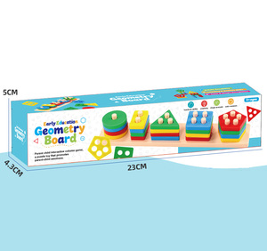 Wholesale <strong>Newest</strong> Montessori Plastic Board Game for Kids <strong>Adults</strong> Creative Pillar Shape Pairing Cognition Graphic Puzzle - Product Image 2