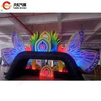 Tente de scène gonflable 8x4,8m pour concerts et décorations de fêtes, cabine DJ en forme de papillon avec design de ballons