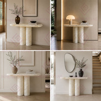 Nouvelle conception moderne, table de console en quartzite blanc cristallin pour hall d'entrée, table en marbre blanc naturel pour salon