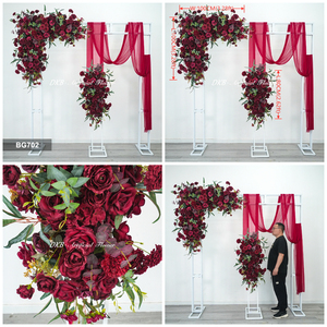 New Design Artificial Flower background for Wedding Garden Decoration burgundy flower backdrop for Hall Restaurant decor - Product Image 3