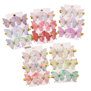 6 stks/set Kleurrijke Vlinder Nylon Haarspelden Baby Meisjes Haarspeldjes Haarspeldjes Zoete Party Haar Ornament Hoofddeksels Mode - Product Image 1