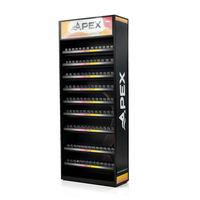 Armoire de magasin de tabac APEX à plusieurs niveaux, étagères à cigarettes en métal, étagères à cigarettes avec poussoirs et écran LCD