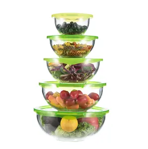 Meyve salatası 5 adet cam karıştırma kasesi seti