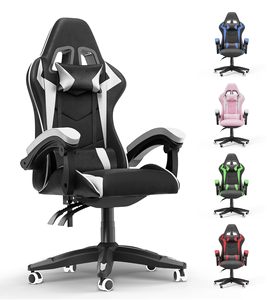 Bán Hot trắng giá rẻ có thể gập lại PU da Massage máy tính trò chơi ghế silla Gamer Racing RGB chơi game ghế với đèn - Product Image 1