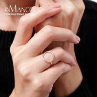 Bague ouverte en acier inoxydable EMANCO, minimaliste, géométrique, plaquée or 14 carats, plaquée argent, pour femmes, pour les fêtes et le quotidien