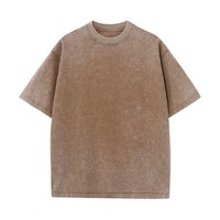 Kaus katun 100% kusam trendi Retro longgar pas leher O kaus bahu tetesan Salju rajutan ukuran besar