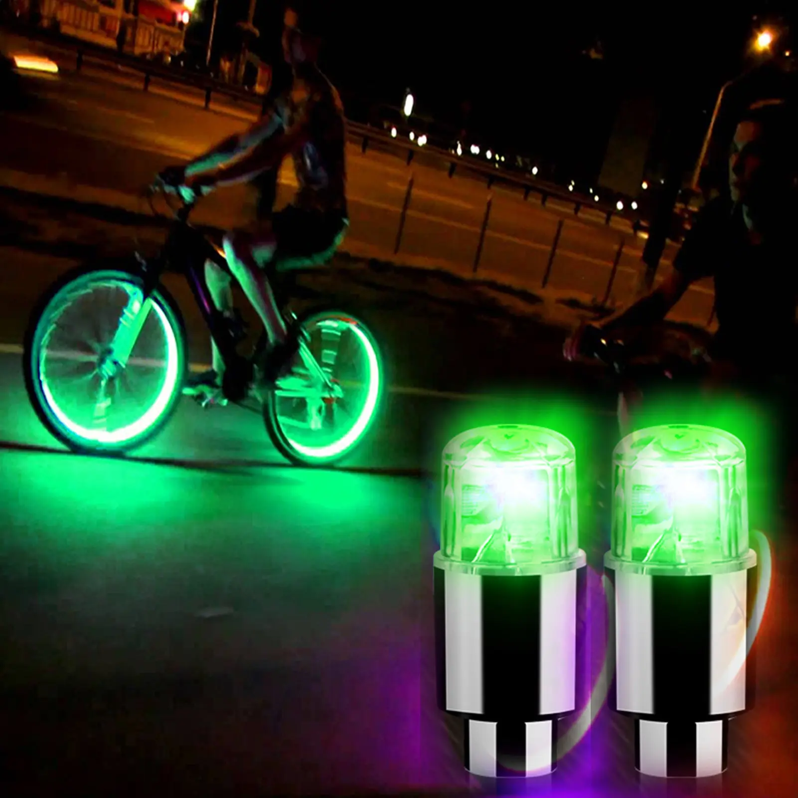 2Pcs के लिए टायर रोशनी टिकाऊ टायर रोशनी कार मोटरसाइकिल साइकिल बिजली के वाहनों के लिए प्रकाश के साथ एयर कैप्स मोटरसाइकिल भागों