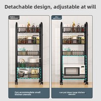 Rak Penyimpanan Rumah Tangga dari Logam - Troli Lantai Multi-Layer yang Dapat Dipindahkan untuk Dapur, Ruang Tamu, Kamar Mandi, Minimalis Modern, Buah dan Sayuran