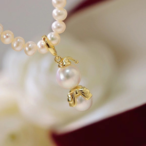 Accessoires de pendentif et de collier en argent S925 avec perles rondes de 8-9 mm, support double perle mignon, pendentifs et breloques en perles 31050 - Product Image 3