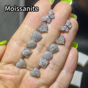 <span class=keywords><strong>Orecchini</strong></span> in Argento S925 Placcato <span class=keywords><strong>Oro</strong></span> <span class=keywords><strong>Bianco</strong></span> 18k con Moissanite VVS1 <span class=keywords><strong>di</strong></span> Tutte le Misure Melee a Prezzo Scontato all'Ingrosso con Certificato GRA - Product Image 1