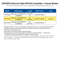 Câble Ethernet KEYENCE OP-87231 5m compatible NFPA79, câble réseau industriel M12 vers RJ45 pour lecteur de code SR-X, vente en gros