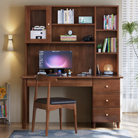 Bureau intégré avec étagère, bureau d'ordinateur pour le télétravail, table d'étude simple pour chambre à coucher