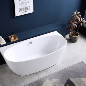 Bañera acrílica rectangular independiente de fácil instalación, superficie sólida lisa, bañera de inmersión de 1.7m, moderna y lujosa, tinas sobreponidas - Product Image 1
