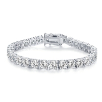 Parure de bijoux en argent 925 certifié, avec collier chaîne tennis en moissanite taille glace D VVS et bracelet maille cubaine hip-hop