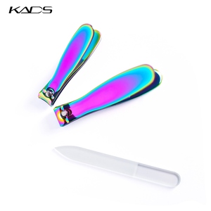 KADS 3Pcs <b>Rainbow</b> Stainless Steel Nail Clippers Kit with Glass Nail File, 360° Rotating Handle Manicure Pedicure Tools Set - Product Image 1
