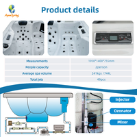 1.9m prix d'usine pas cher bain à remous Jet Spa 49 Jets Acrylique Massage Bain à remous hors sol Jacuzzier Spa extérieur pour 2 personnes