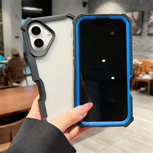 Nouvelle couleur correspondant clair étui de téléphone portable Transparent pour iPhone 17Promax quatre coins Anti-chute PC housse en TPU pour 16 15 <span class=keywords><strong>14Plus</strong></span> - Product Image 4