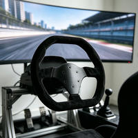 Nouveau volant de course en daim en forme de D de 310 mm, cuir personnalisé, rayons en aluminium brossé, volant universel pour kart de simulation et drift