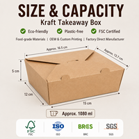 Boîte à lunch en kraft résistante à la graisse avec logo personnalisé pour la livraison de repas à emporter pour les restaurants