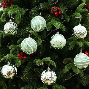 Luxury Handmade High Quality 8CM Plastic & Foam Sticky Powder Christmas Ball Hanging Home Decoration for Holiday Wedding Party - Product Image 6