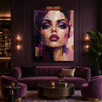 Peinture à l'huile abstraite texturée de portrait féminin de luxe, peinture sur toile impasto, peinte à la main, cadre en bois, décoration contemporaine, sur mesure