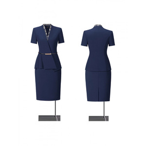 Career Dress Short Sleeve Peplum Silhouette Notched Neckline Anti-Wrinkle Woven Fabric Commute Workwear - Product Image 1