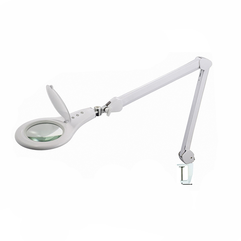 LED Magnifier Workbench Lamp with Clamp Magnifying Glass Light Adjustable Arm Magnifier for Soldering Repair Electronics