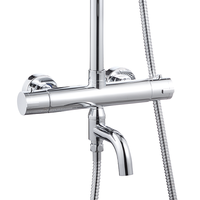 Robinet mitigeur thermostatique 3 voies pour douche, mitigeur mural pour bain et douche avec contrôle de température et douchette à main chromée