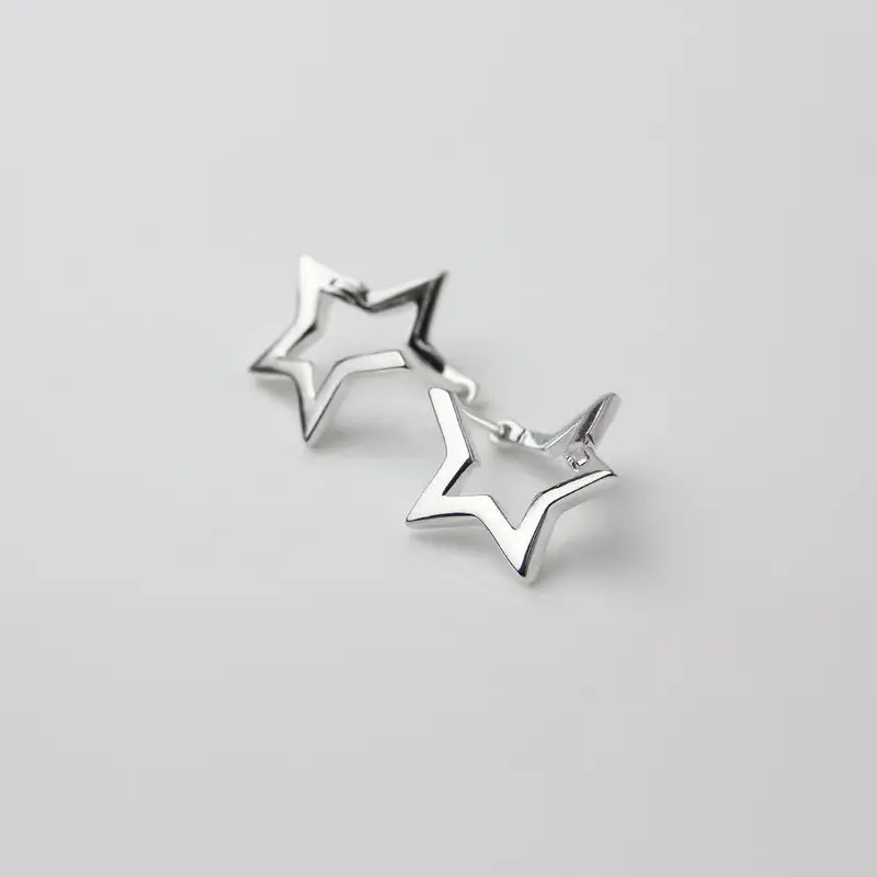 Star Huggie Earring Stacking Simple Hugger Minimalist Everyday Star Huggie Hoop in Sterling Silver