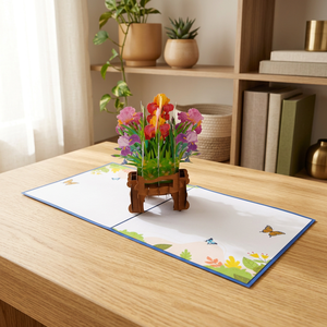 Carte pop-up 3D tendance avec fleurs irisées, artisanat en papier fait main, style amour, impression offset, best-seller, cadeau, décoration intérieure - Product Image 3