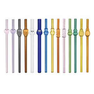 Valentine Ngày Tái Sử dụng ống hút thủy tinh thiết kế trái tim đầy màu sắc uống kính ống hút cho cocktail với làm sạch bàn chải - Product Image 3