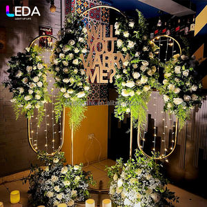 LEDA Customizable Hot Sale Wedding Arch <b>Frame</b> Gold Metal <b>Backdrop</b> Stand with Modern Wedding Arch Stage Background - Product Image 1
