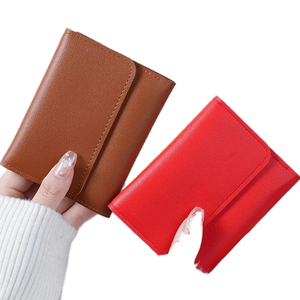 Portefeuille Tri-Pli en Cuir PU Fait Main pour Femme, Court, Fin et Simple, Porte-Cartes, Prix Usine, Cadeau Promotionnel, Logo Personnalisé - Product Image 1