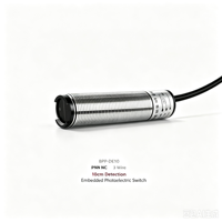 Capteur photoélectrique rétro-réfléchissant à montage encastré NPN NO DC 12-24V LED infrarouge Câble PVC 2m Protection contre les courts-circuits