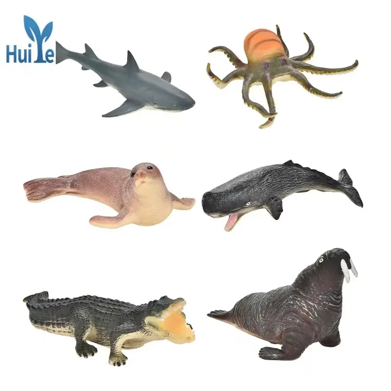 Huiye Seaworld Animals Set Toys Kids Creative Zoo Mini Animals Model Set Toys Puzzle Educational Simulation Animals Model Toys