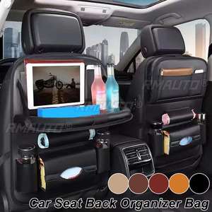 <b>Car</b> Seat Back Organizer PU Leather Pad Bag <b>Car</b> Storage Organizer Foldable <b>Table</b> Tray Travel Storage Bag Auto Accessories - Product Image 1