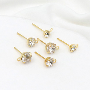 Pendientes de botón con cristales de diamantes de imitación en forma de bola, engaste de garra, plata de ley 925, chapados en oro de 18 quilates, para uso diario, joyería unisex - Product Image 4
