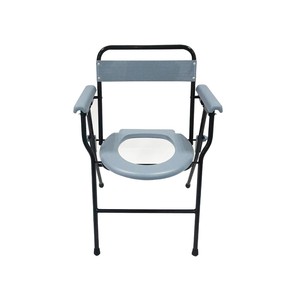 Chaise d'aisance pliable en plastique gris <span class=keywords><strong>avec</strong></span> <span class=keywords><strong>accoudoirs</strong></span> <span class=keywords><strong>pour</strong></span> <span class=keywords><strong>personnes</strong></span> <span class=keywords><strong>âgées</strong></span> handicapées - Product Image 2