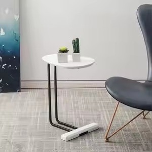 Mesa auxiliar moderna de metal y madera natural para el hogar con lado de sofá de café sólido en forma de <span class=keywords><strong>C</strong></span> para sala de estar muebles de nuevo diseño - Product Image 2