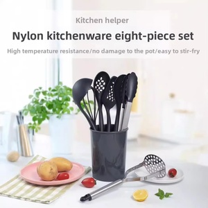 Ensemble de 8 ustensiles de cuisine en nylon avec manche en acier inoxydable, ustensiles de cuisine antiadhésifs avec support - Product Image 5