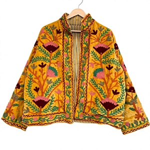Blazer Reversible de Terciopelo de Algodón con Bordado Floral para Mujer, Cuello Mao, Manga Larga, Diseño Hecho a Mano para Invierno - Product Image 3