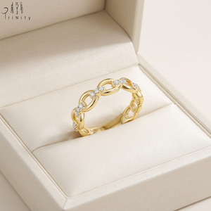Anillo Apilable de Cadena Minimalista con Diamantes Naturales en Oro Sólido de 18K, Venta al Por Mayor, Colores Variados, Fabricante Popular - Product Image 4