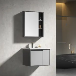 YIDA 60cm 80cm Small Size Plywood Bathroom Vanity Modern Bath Mirror Sink Cabinet For Hotel Home Villa