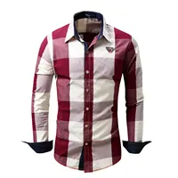 Großhandel Slim Fit Langarm Plaid Baumwolle Shirts 4 Farben Hochwertige Männer Fancy Check Shirt