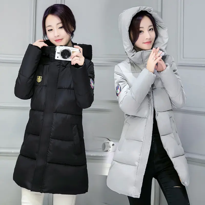 2022 Winter M-4XL Plus Size Thick Cotton Padded Ladies Warm Snow Coat New Elegant Slim Women's Hooded Long Coats Down Jacket