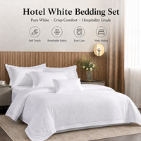 Draps de lit d'hôtel en gros, draps de lit en coton blanc, ensemble de literie, linge de lit d'hôtel, ensembles de draps en coton