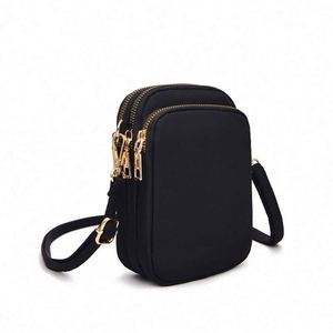 Bolso bandolera negro de un solo hombro, mini bolso para teléfono, bolso cruzado de tela Oxford para mujer - Product Image 3