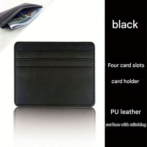 Portefeuille multi-cartes en similicuir, couleurs unies, porte-cartes en similicuir, portefeuille à 4 emplacements, pochette, designs de logo personnalisés - Product Image 2