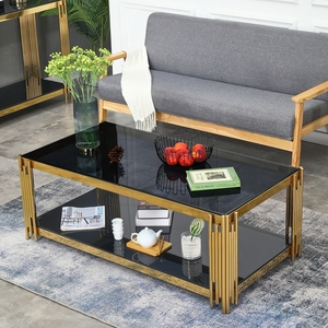 Living Room Hotel Chinese Geometric Small Tall Mirror Metal Gold Glass 1 End Coffee <strong>Side</strong> <strong>Sofa</strong> <strong>Table</strong> and TV Stand Set - Product Image 4